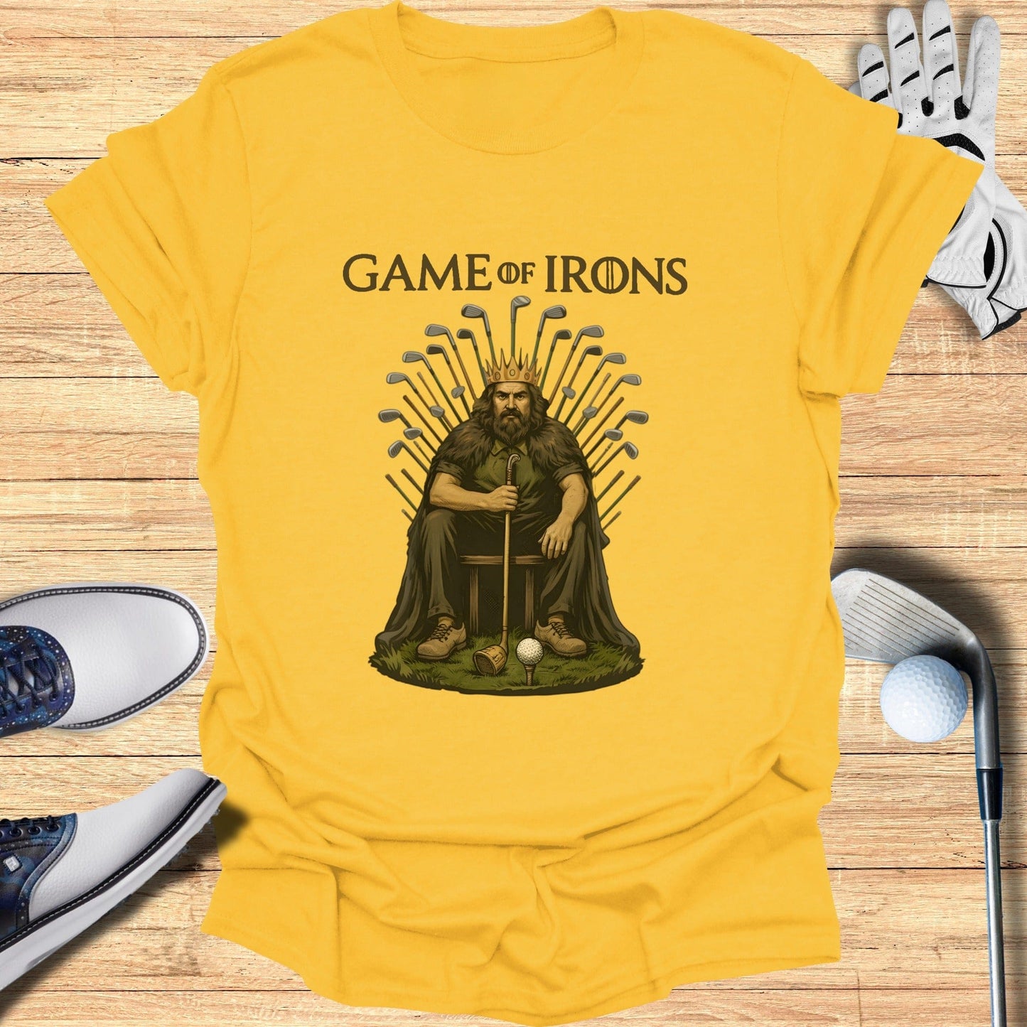 Game of Irons King Graphic Golf Themed T-shirt