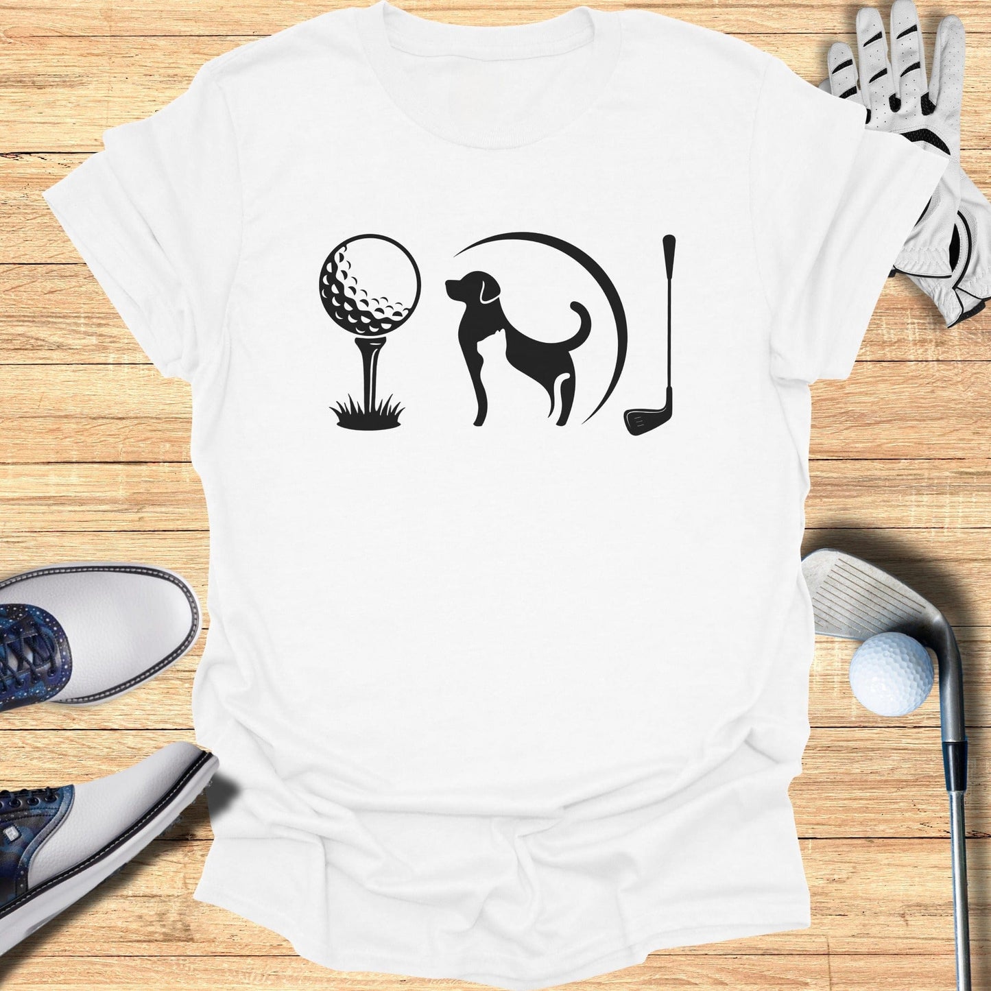 Golf Lover Dog Design Printed Tee Shirt