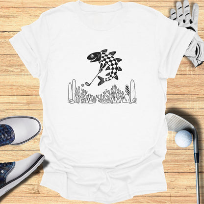 Unique Golfing Fish Graphic Tee apperal