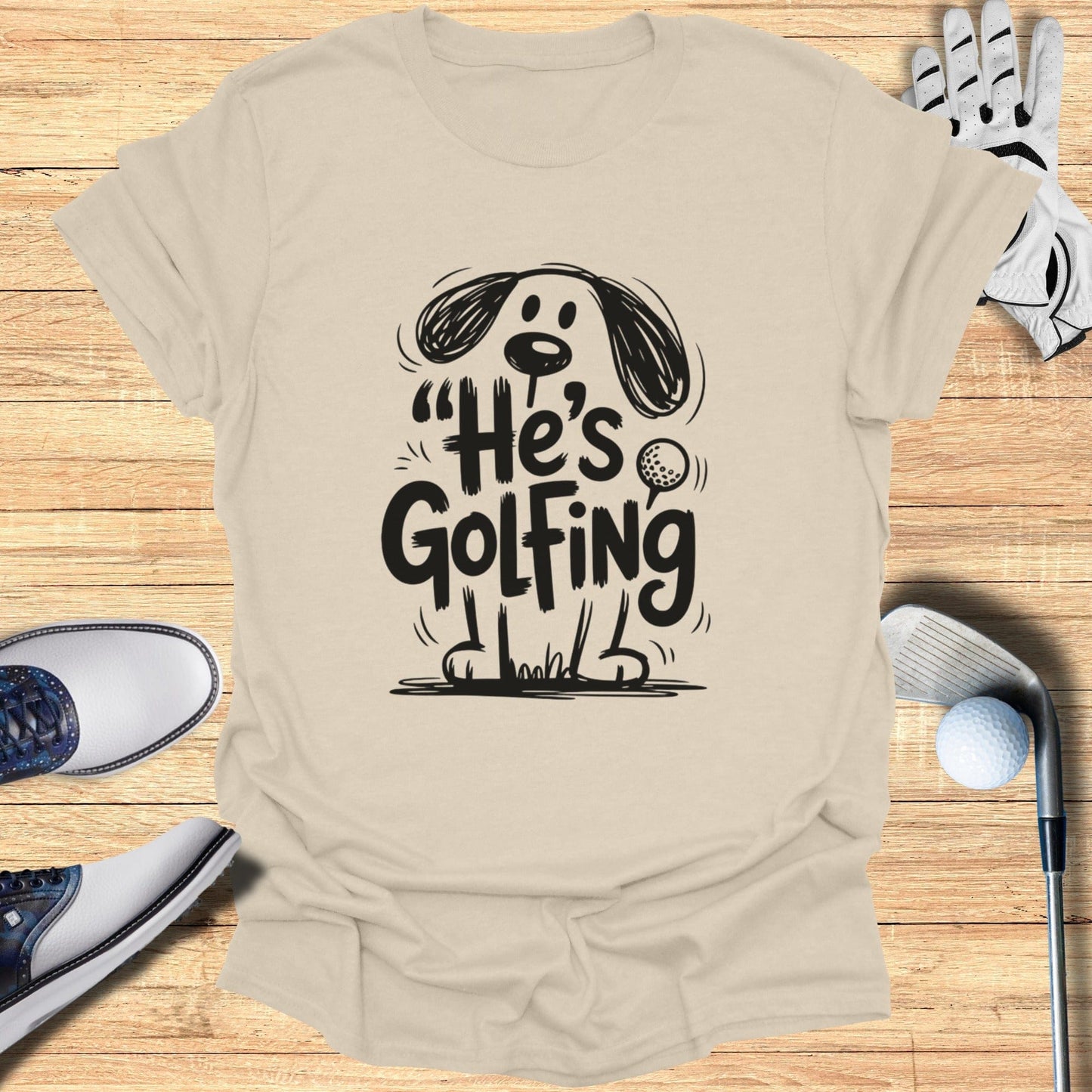 He's Golfing Fun Graphic Dog Tee Shirt Product