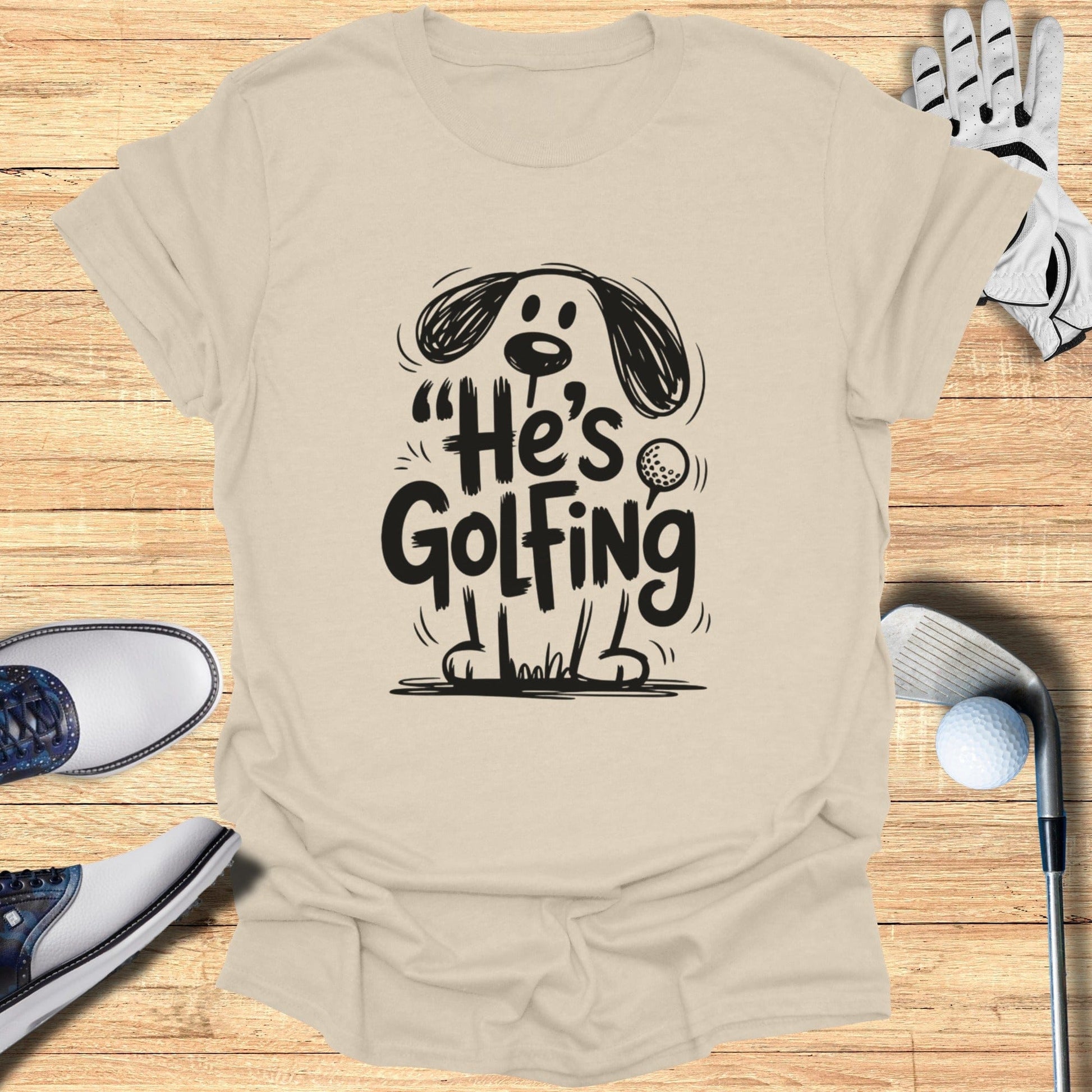 He's Golfing Fun Graphic Dog Tee Shirt Product