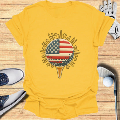 American Flag Golf Ball with Sunburst Design Shirt