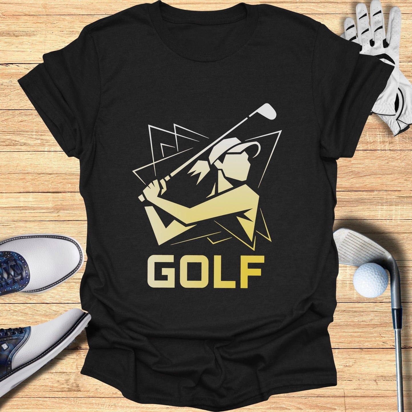 Striking Golfer Art Black T-shirt Golf product