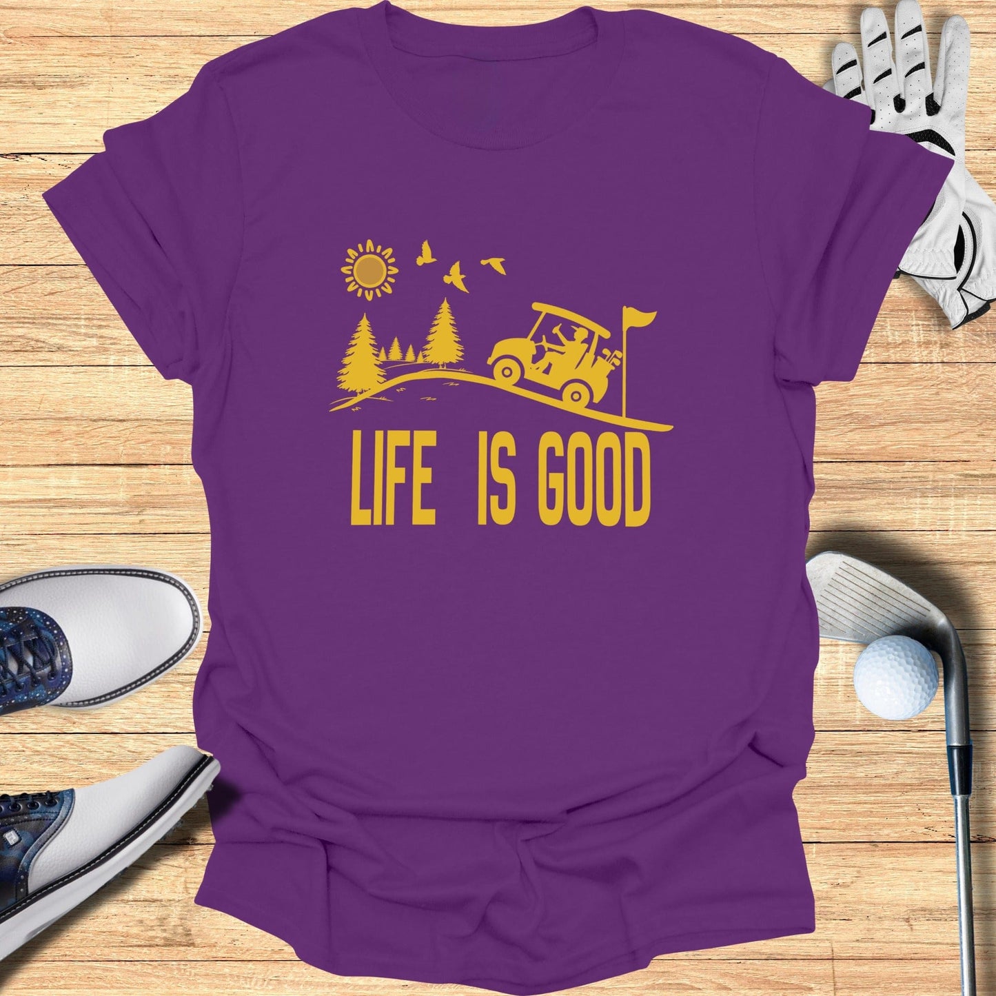 Life Is Good Golf Cart Graphic Tee Shirt