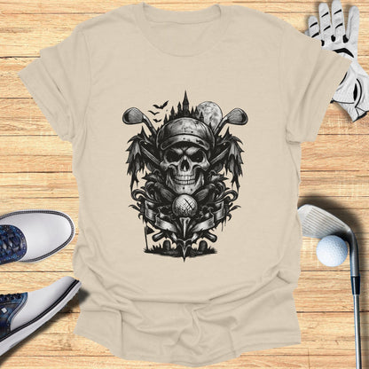 Skull and Golf Clubs Graphic on Beige T-Shirt Product