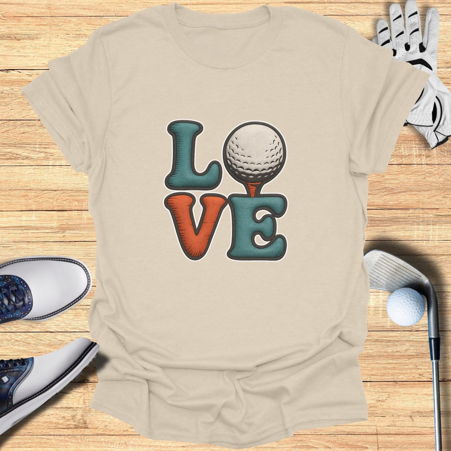 Retro Love Golf Themed Graphic Tee for Golfers