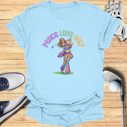 Peace Love Golf Colorful Hippie Style Graphic Tee