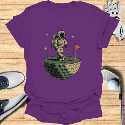 Astronaut Golfing on Moon Graphic Design Tee