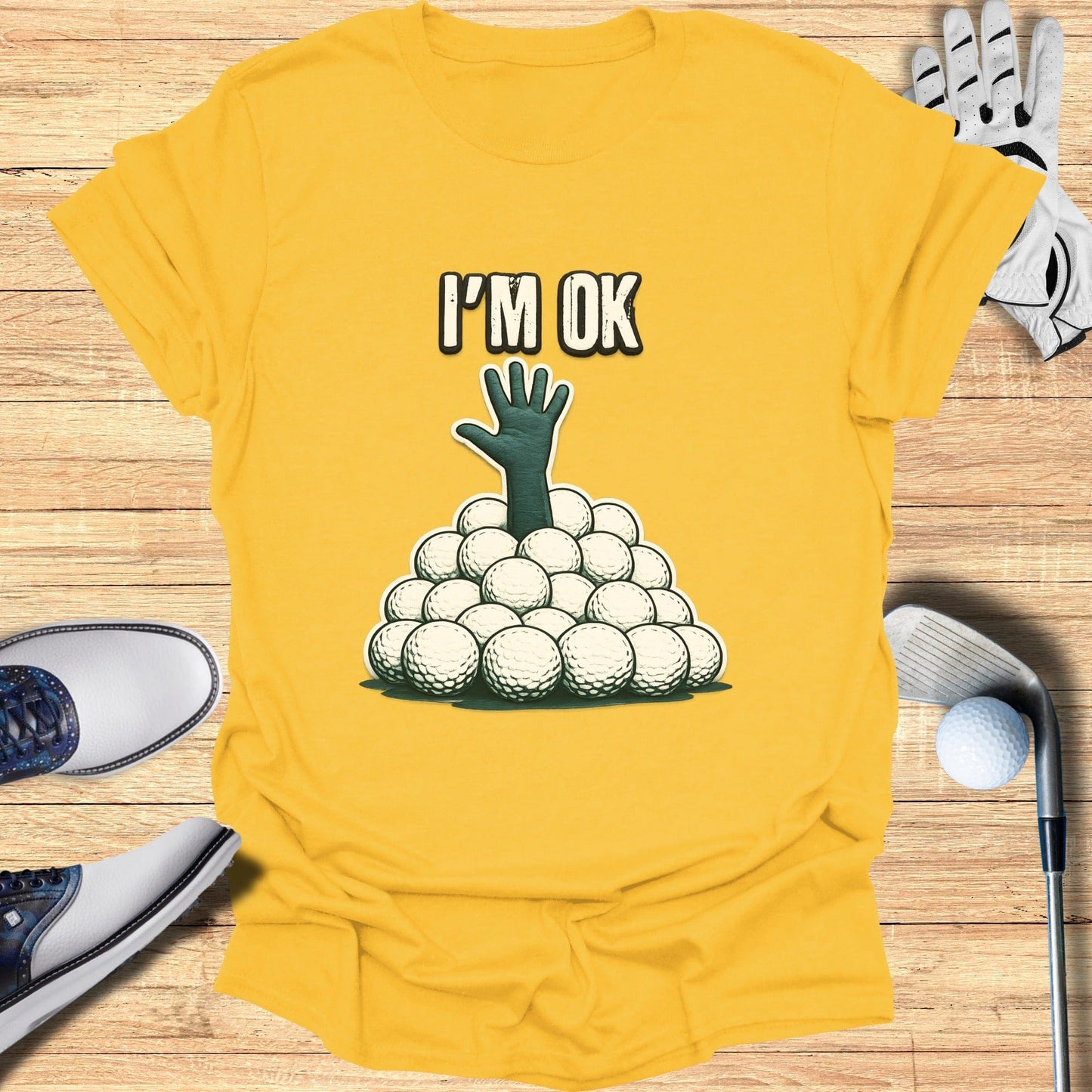 I'm OK Hand Rising from Golf Balls Graphic Tee