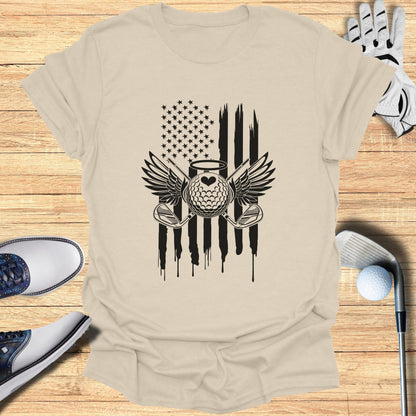 American Flag Golf Angel Wings Graphic Tee