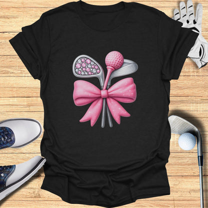 Pink Bow with Golf Equipment Illustration Shirt