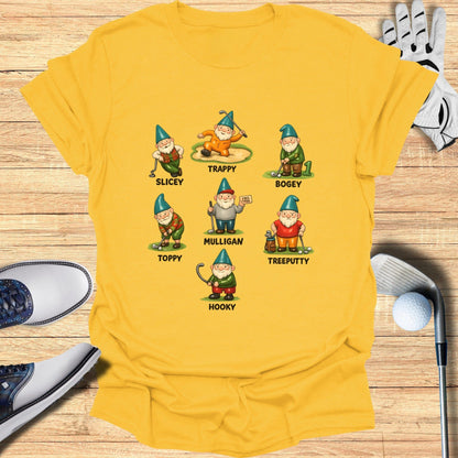 Funny Golf Gnomes Themed Yellow T-Shirt Golf Product