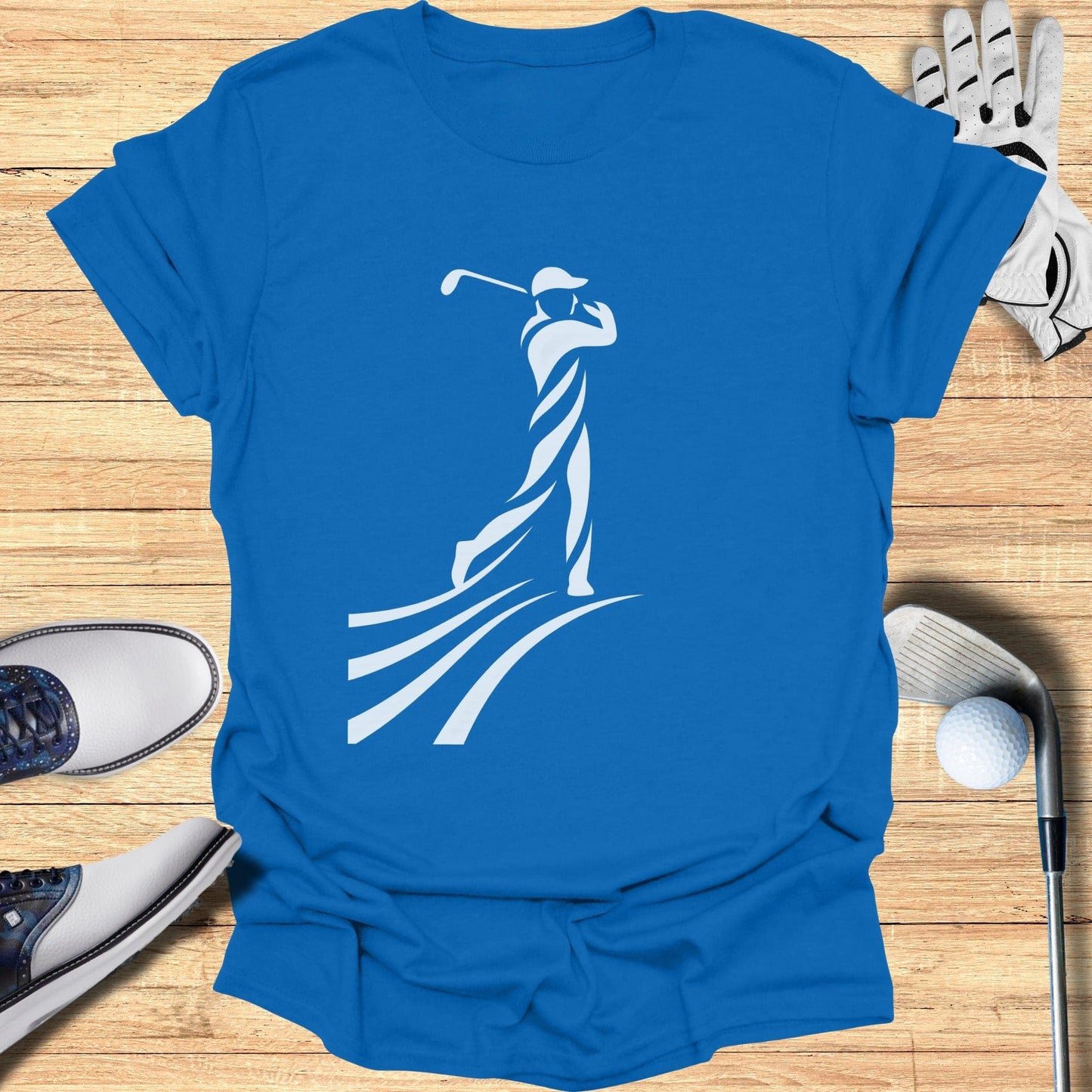 Golfer Silhouette Print Short Sleeve Casual Shirt