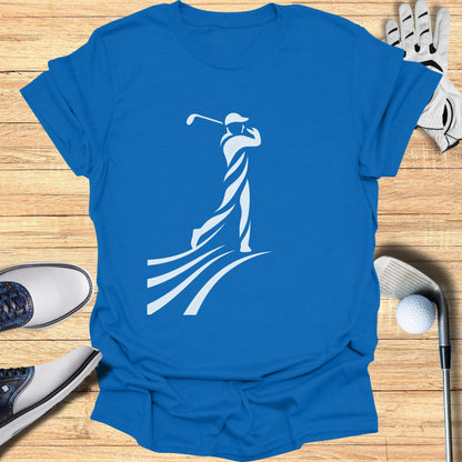 Golfer Silhouette Print Short Sleeve Casual Shirt