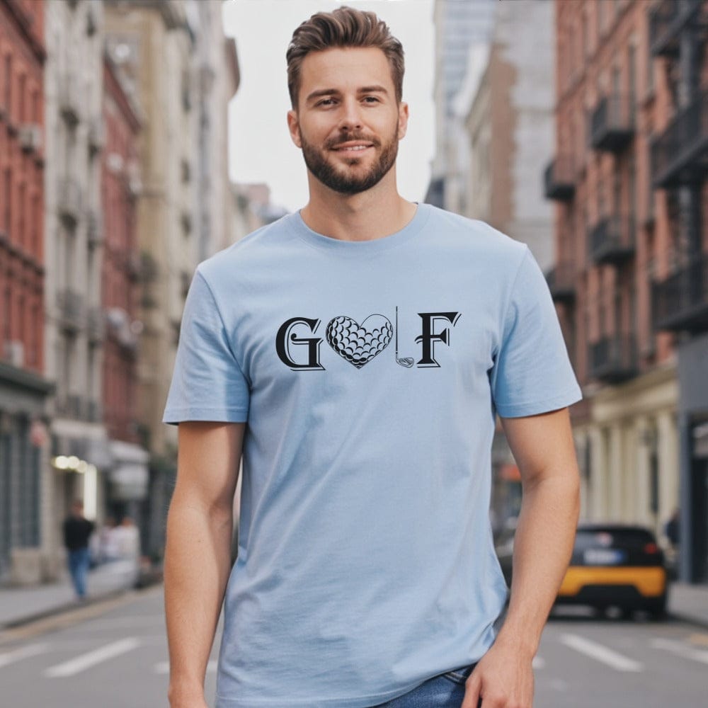 Golf Heart Design Blue T-shirt For Men
