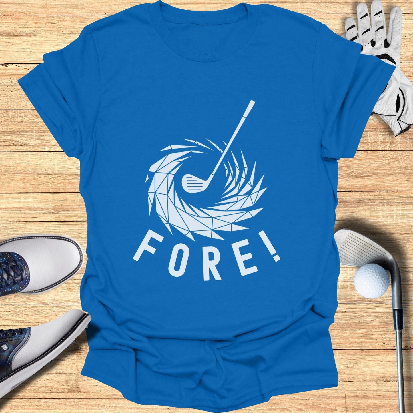 Blue T-shirt with Fore and Golf Club Design