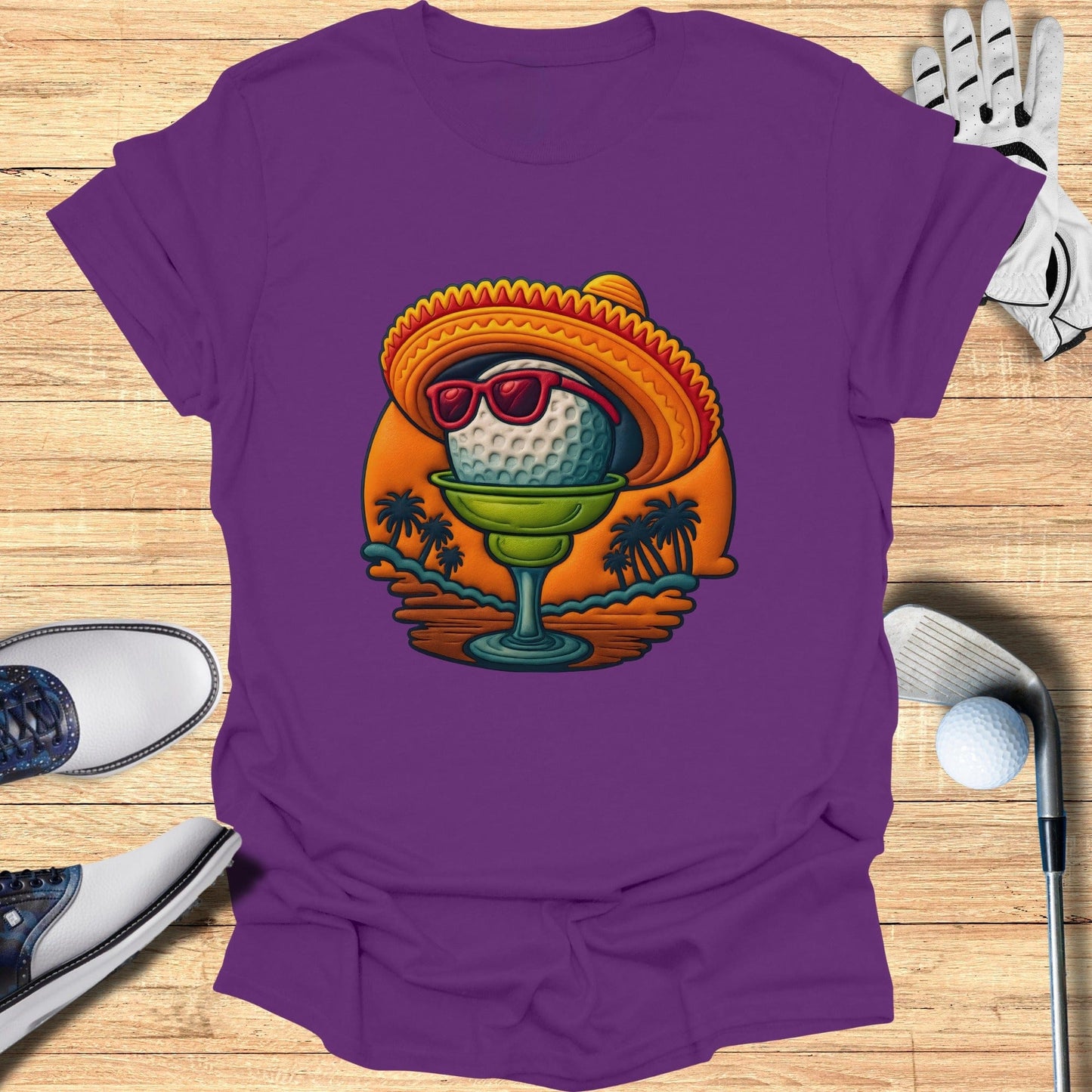 Golf Ball Sombrero with Sunglasses Graphic T-Shirt