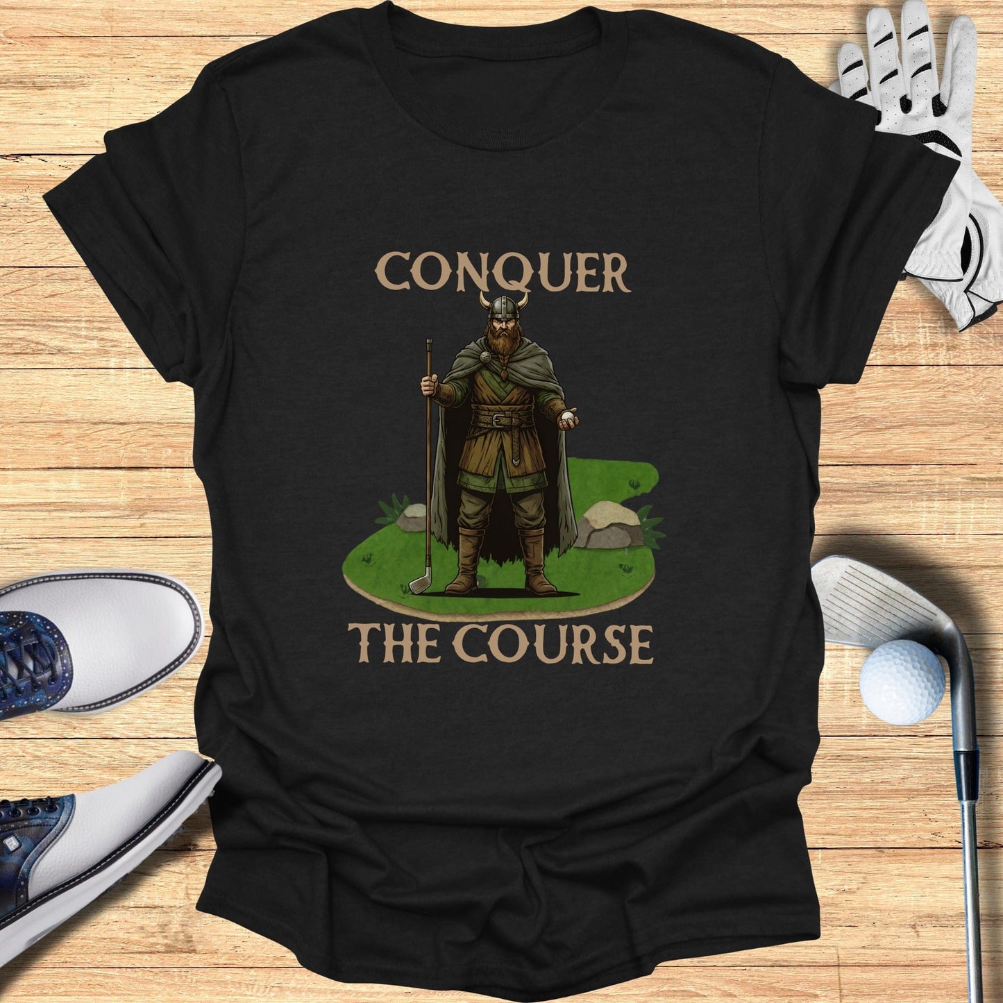 Conquer the Course Graphic Tee Shirt for Golf Fans
