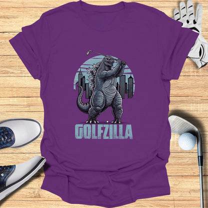 Golfzilla Dinosaur Playing Golf in City Shirt
