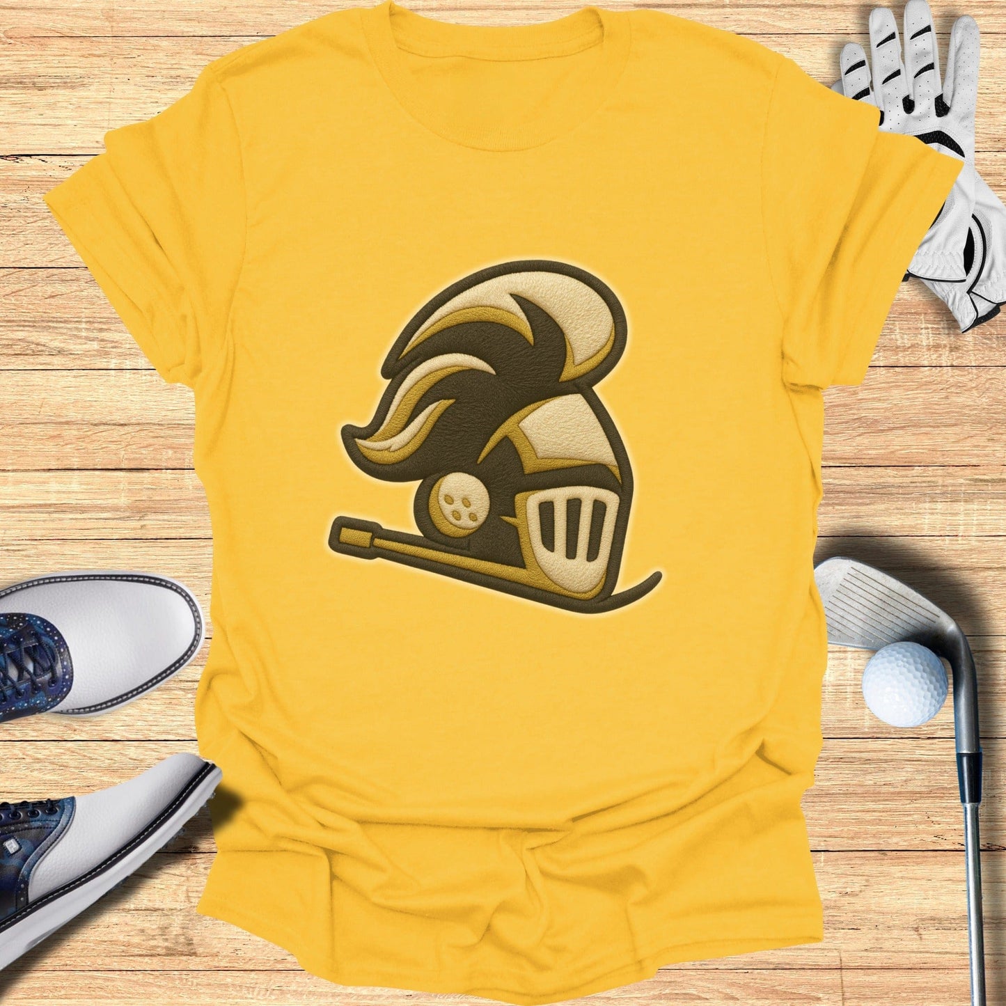 Yellow Graphic Knight Golf Themed T-shirt Product