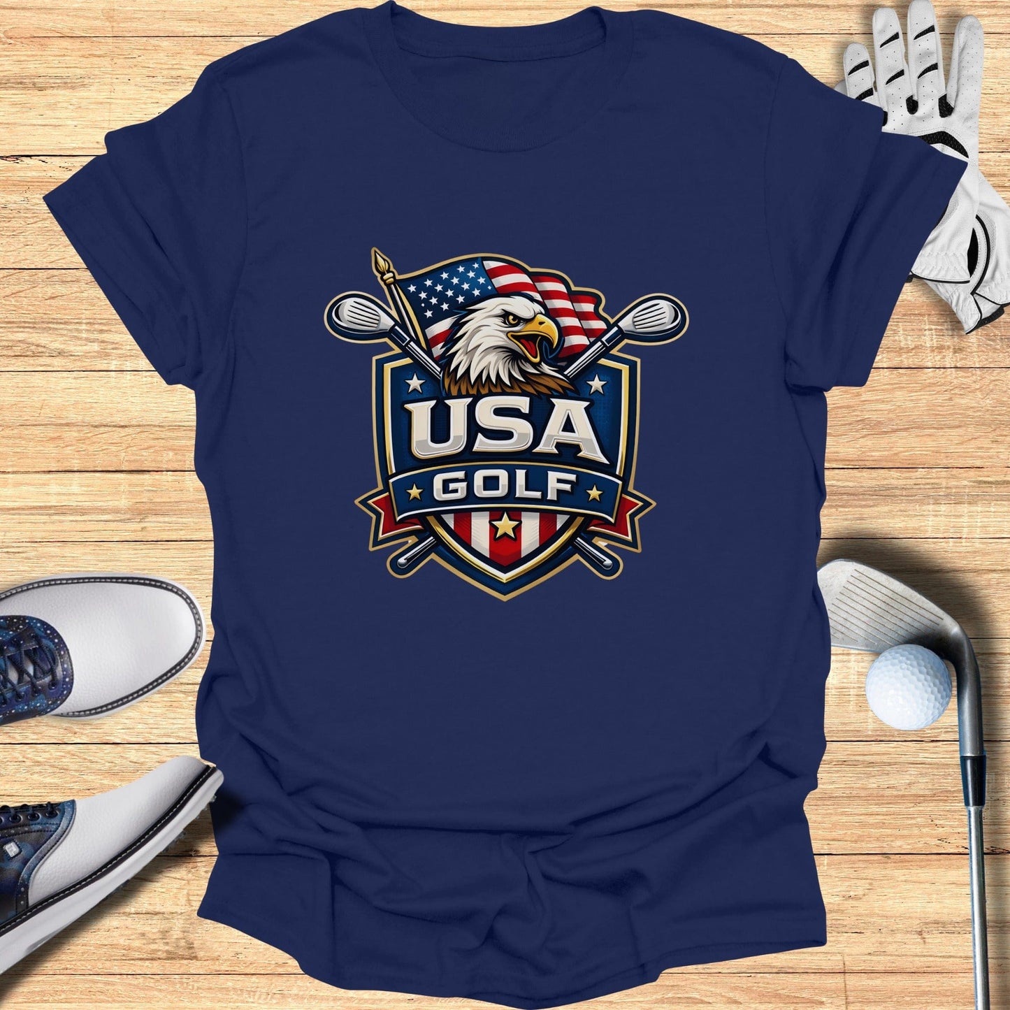 USA Golf Eagle and Flag Themed T-Shirt