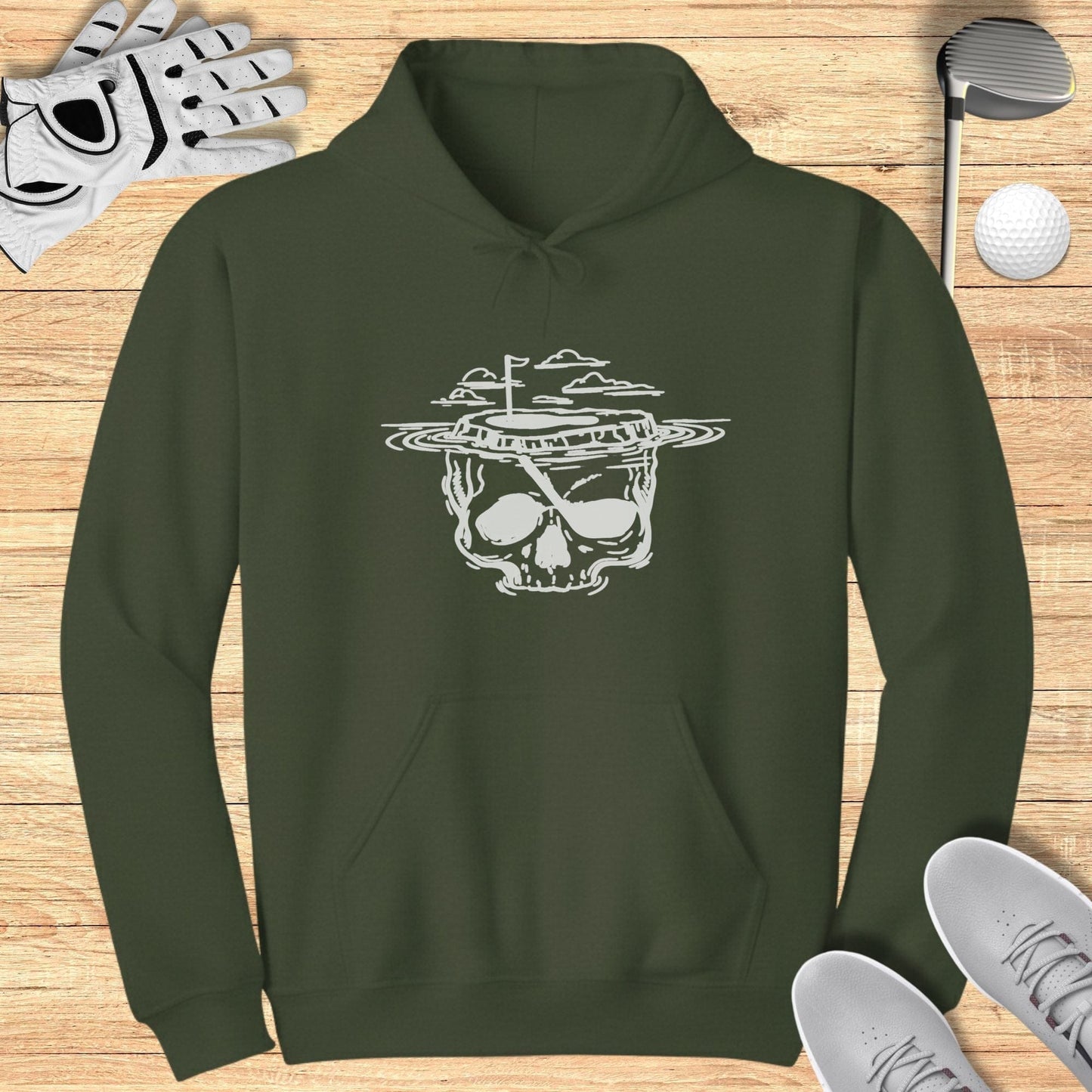 Skull and Crossbones Graphic Hoodie perfect for golf