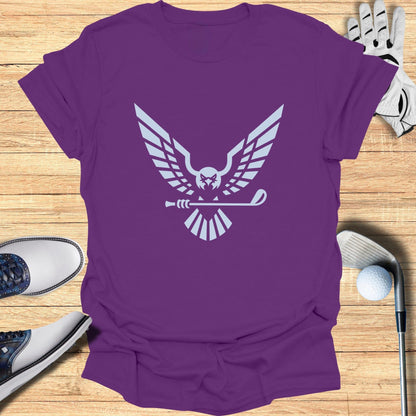 Purple Tee with Large Eagle Icon Golf Graphic Design