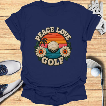 Peace Love Golf Retro Design T-Shirt for Golf Enthusiasts