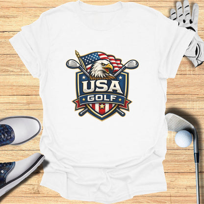 USA Golf Bald Eagle and Clubs Graphic T-Shirt