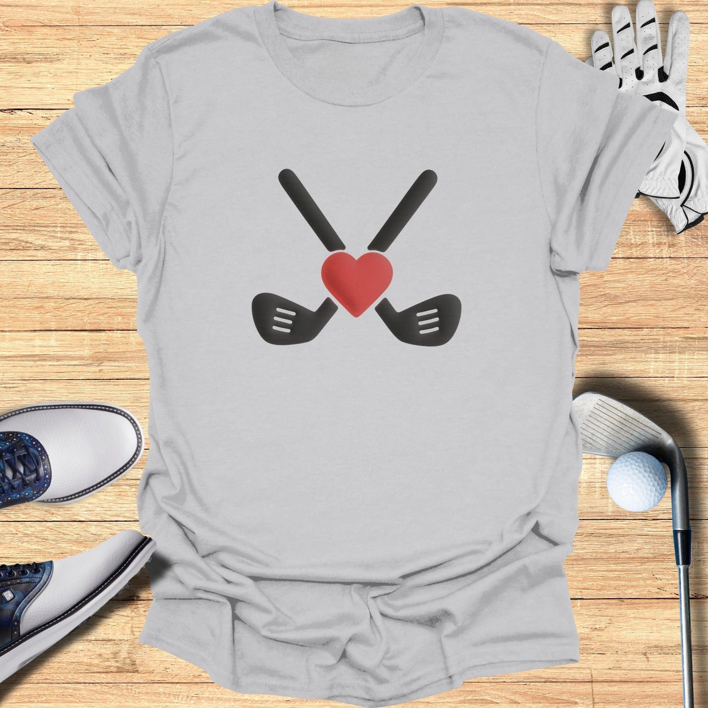 Golf Clubs with Heart Graphic Classic T-Shirt