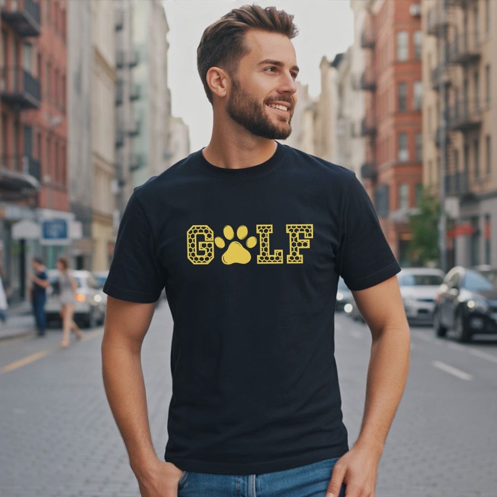 Casual Tee with GOLF and Paw Print Design