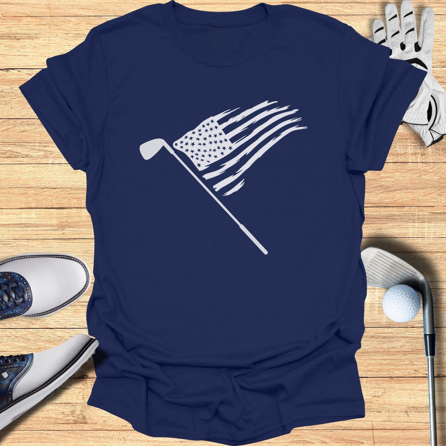 American Flag Golf Club Design T Shirt