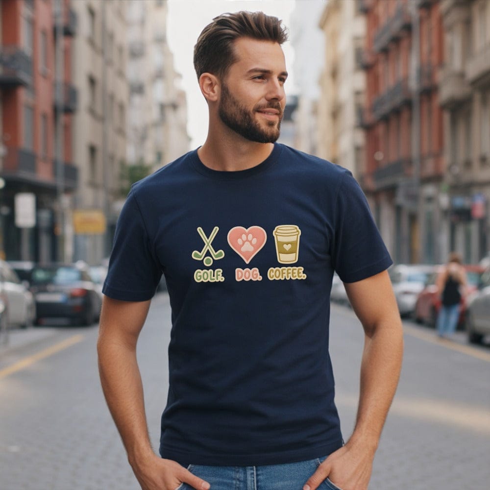 Golf Dog Coffee Themed Graphic Tee for Casual Outings