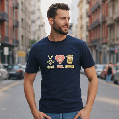 Golf Dog Coffee Themed Graphic Tee for Casual Outings
