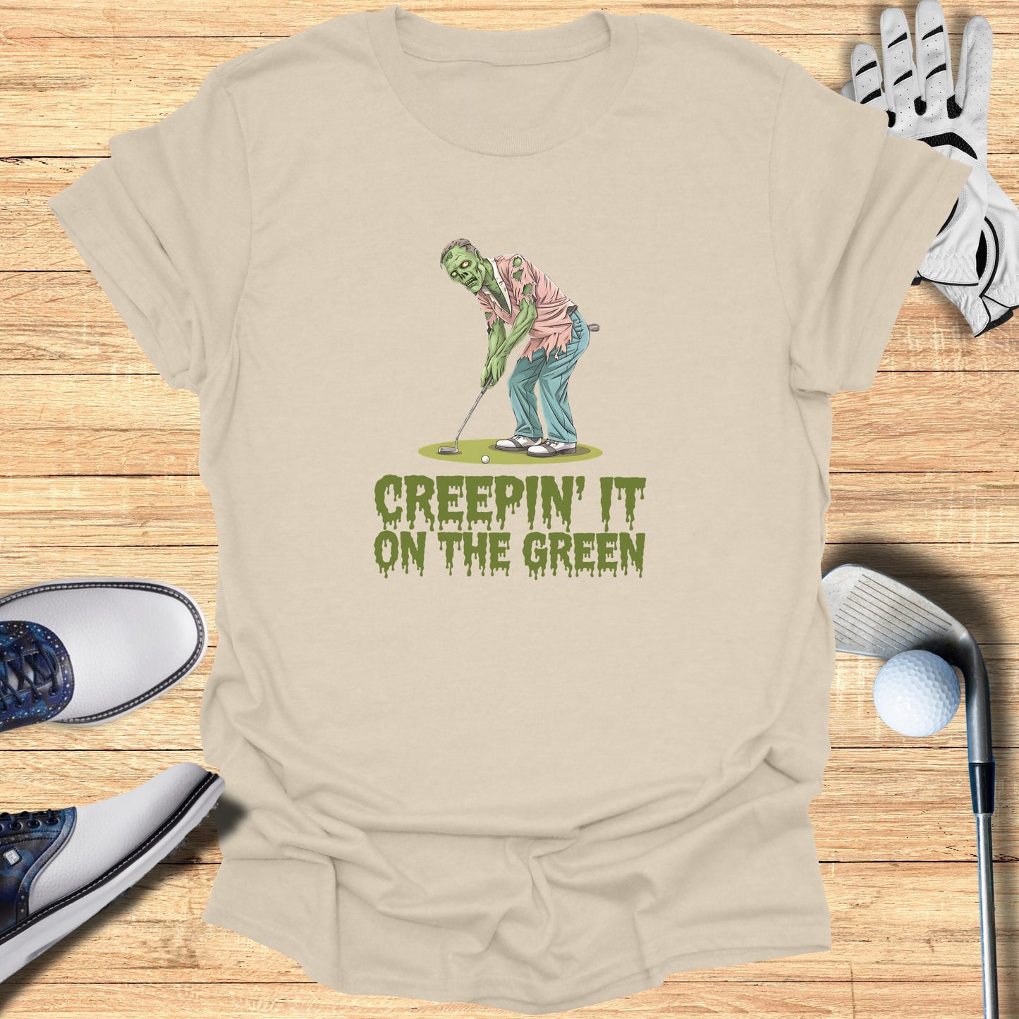 Creepin' It On The Green Golf Themed Zombie T-Shirt product type