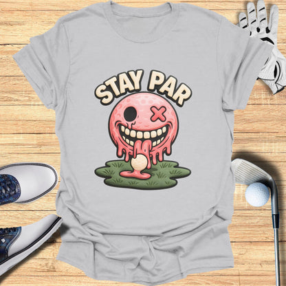 Stay Par Smiley Melting Golfball Graphic T-Shirt