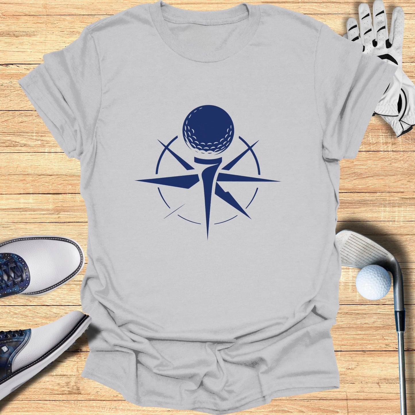 Stylish Blue Golf Emblem Graphic Tee Shirt