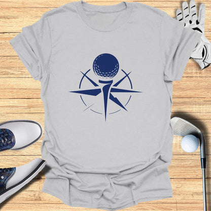 Stylish Blue Golf Emblem Graphic Tee Shirt