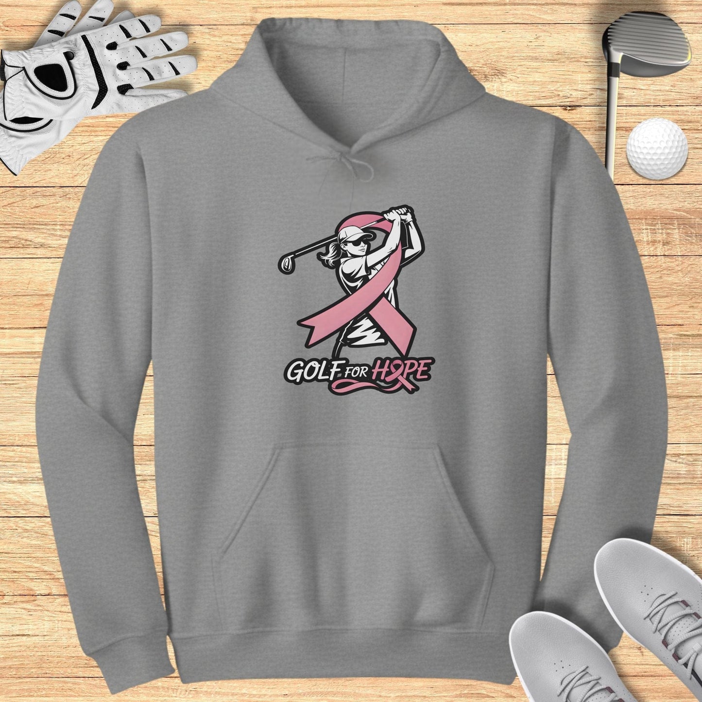 Golf for Hope Hoodie with Pink Ribbon Design