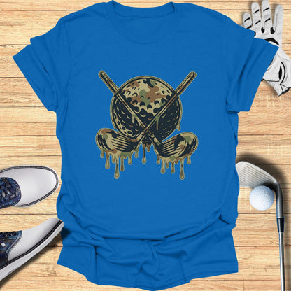 Dripping Camo Golf Ball with Crossed Clubs Shirt