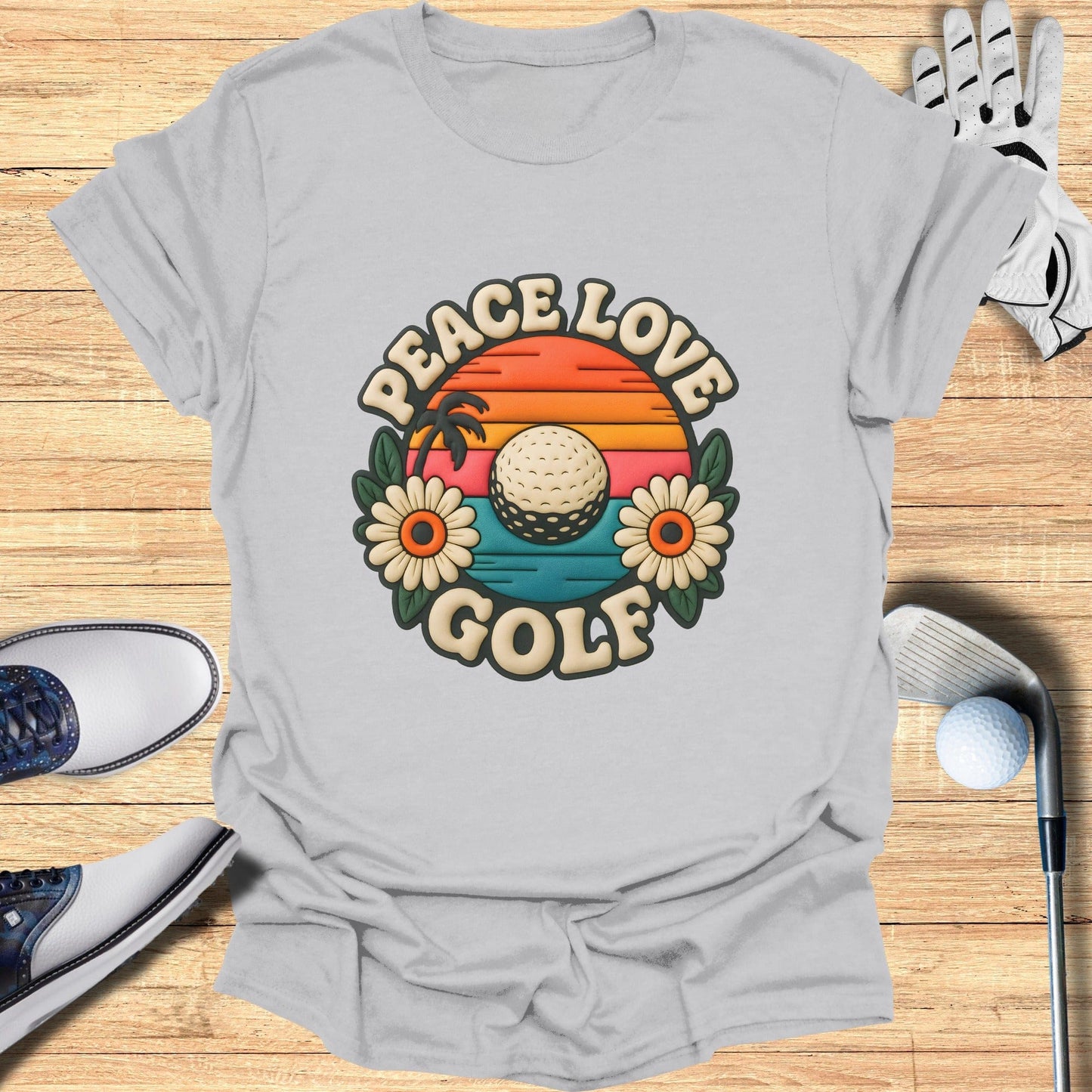 Peace Love Golf Graphic T-Shirt for Golf Enthusiasts