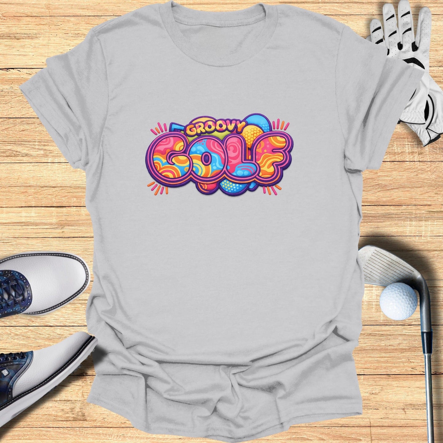 Groovy Golf Graphic Printed T-Shirt Playful Golf Shirt