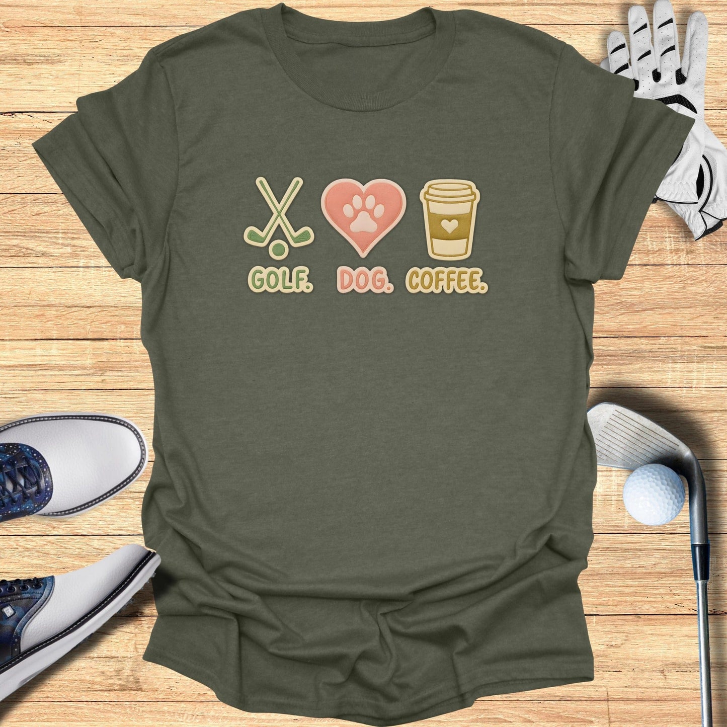 Golf Dog Coffee T-Shirt for Pet and Coffee Lovers
