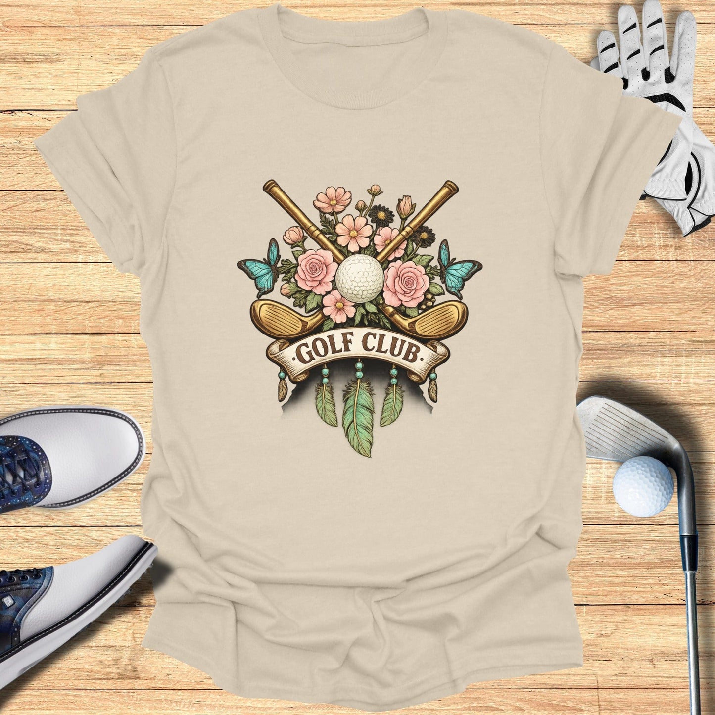Floral Golf Club Graphic Design T-shirt Product