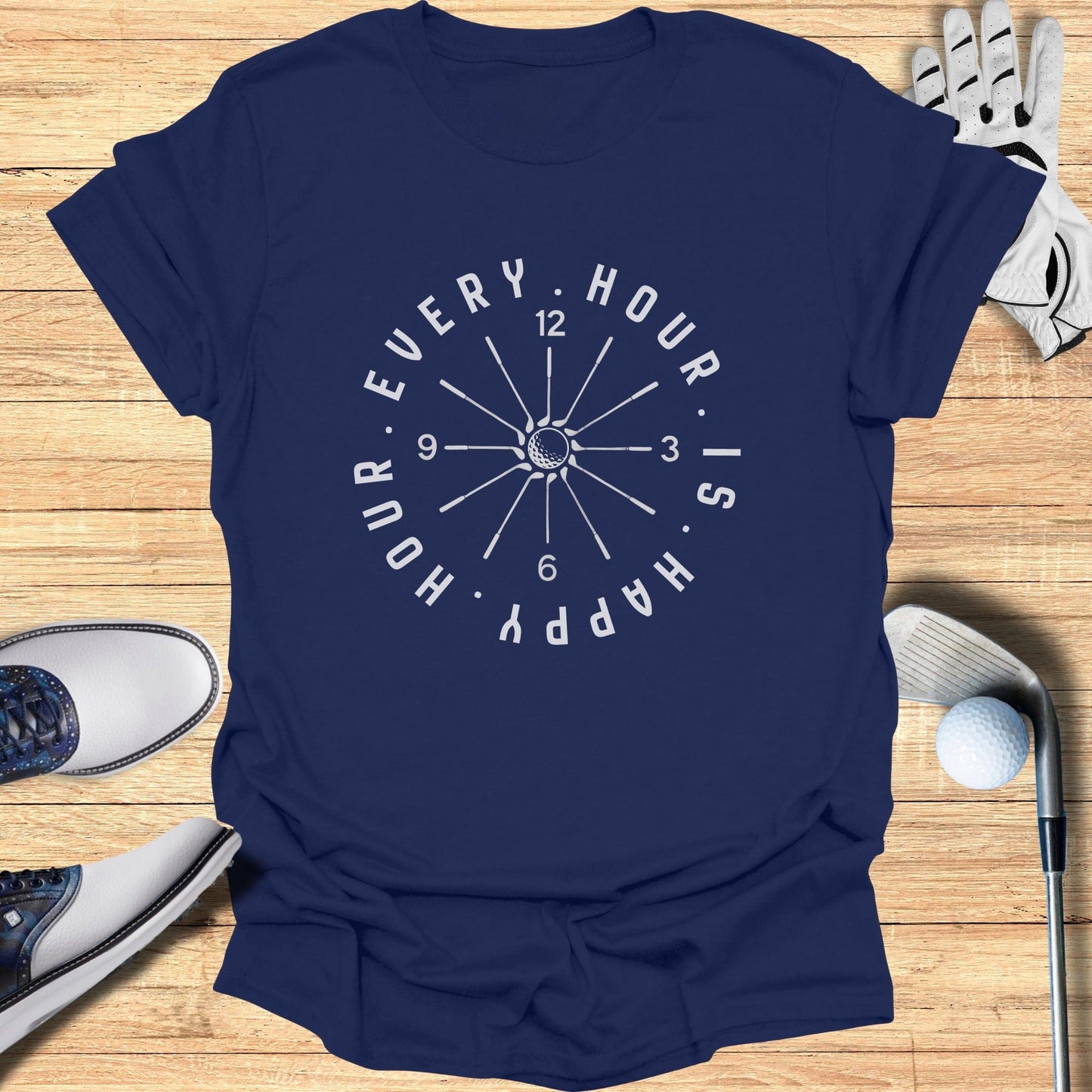Every Hour Is Happy Hour Golf Themed T-Shirt