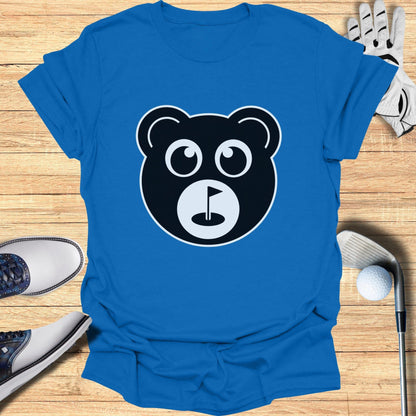 Bear Face Blue Graphic Tee Golf Enthusiast's Shirt