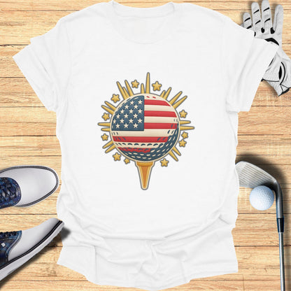 American Flag Golf Ball and Tee Graphic T-Shirt