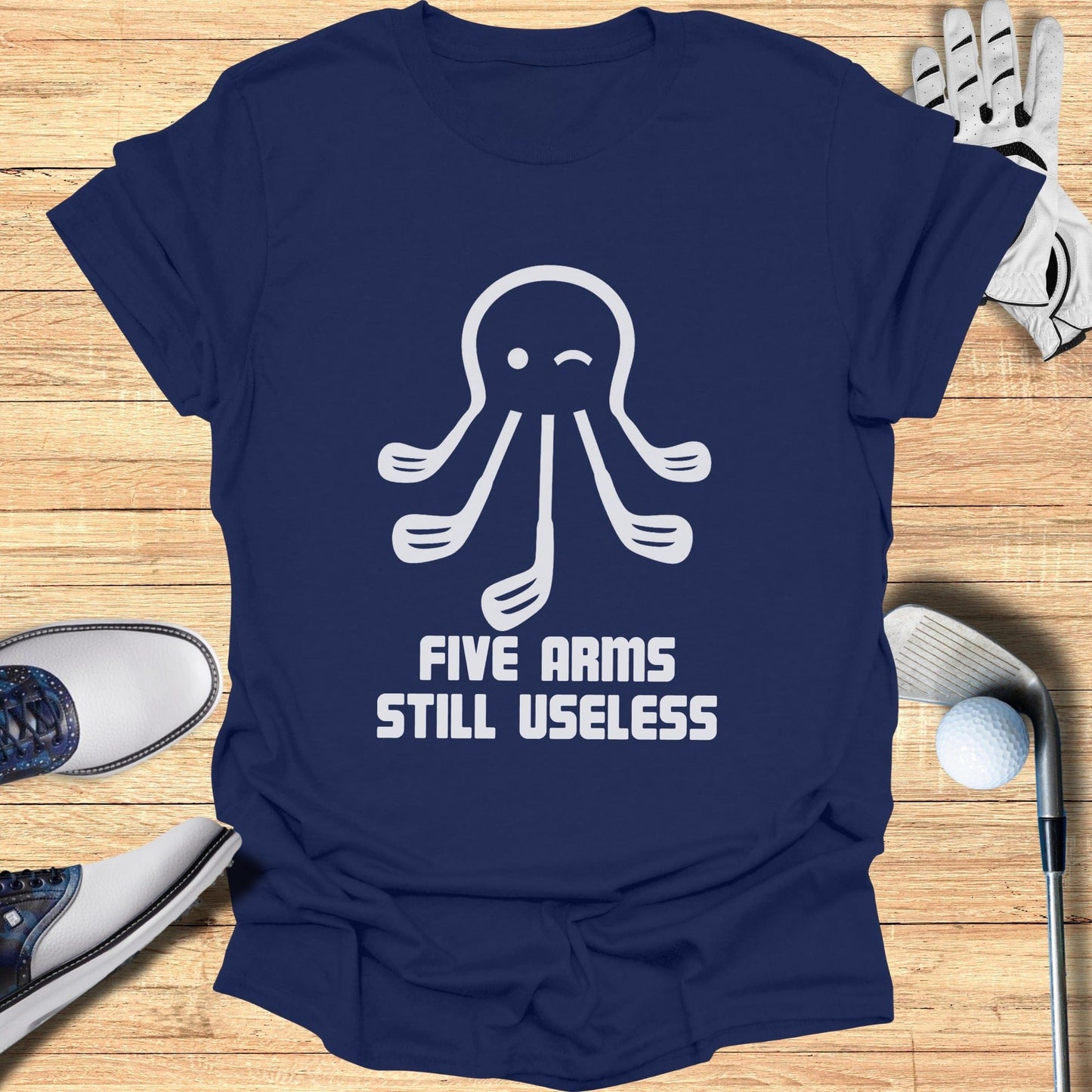 Fun Graphic Tee with Humorous Octopus Golf Print
