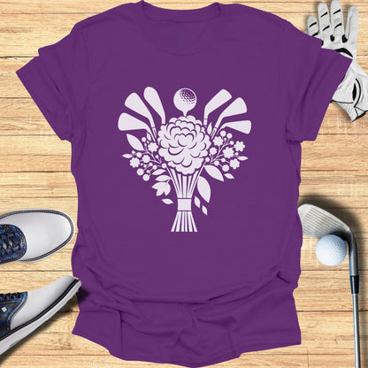 Golf Themed Purple T-Shirt with Floral Golf Design