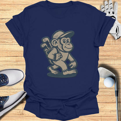 Funny Cartoon Monkey Golfer T-Shirt for Golf Enthusiasts